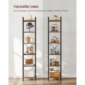 Lakesha Etagere Bookcase Rustic Brown/Black / 187.5cm H x 40cm W x 30cm D