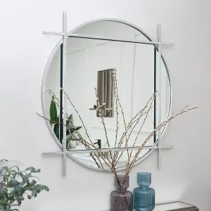 Melody Maison Large Round Silver Wall Mirror 97cm x 97cm