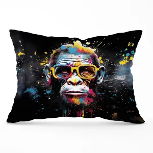 Coloured Splashart Monkey Face Cushions 33cm x 48cm