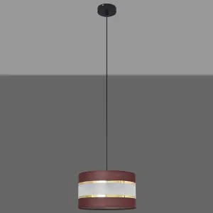 Luminosa Helen Cylindrical Pendant Ceiling Light Brown, Gold, Black 25cm