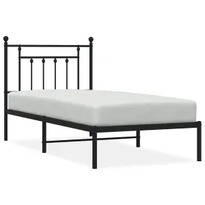 Berkfield Metal Bed Frame with Headboard Black 90x200 cm