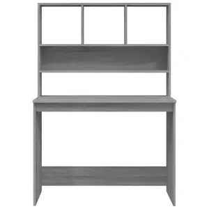 Berkfield Desk with Shelves Grey Sonoma 102x45x148 cm Engineered Wood