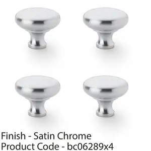 4 PACK - Victorian Round Door Knob - Satin Chrome 38mm - Kitchen Cabinet Pull Handle