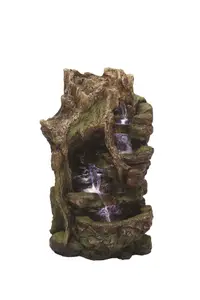 Aqua Creations Boston Driftwood Falls Solar Water Feature with Protective Cover