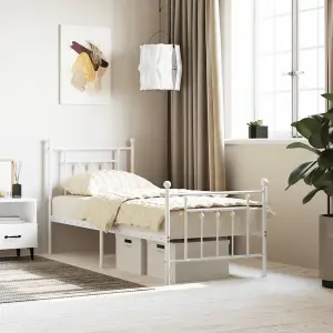 Berkfield Metal Bed Frame with Headboard and Footboard White 75x190 cm