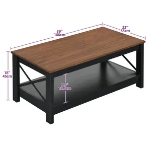 O'Kean 4 Legs Coffee Table with Storage Black / Walnut 