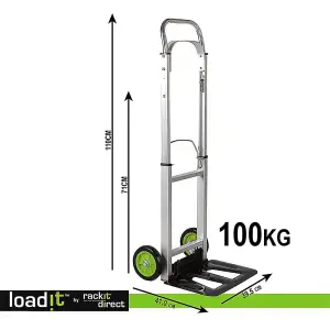 LoadIt 100kg Folding Trolley Sack Truck Barrow, Hand Truck, Moving Trolley on Wheels, Heavy Duty, ISO 9001 & TUV GS