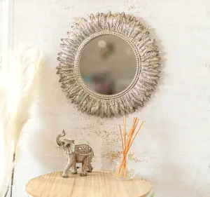 Distressed Silver Feathered Mirror