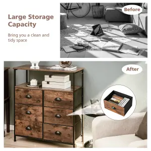 Costway 6-Drawer Dresser Storage Organizer w/ 6 Removable & Foldable Fabric Drawers