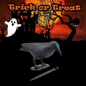 Halloween Black Crow Decoration with Ground Spike Trick or Treat Party  Black