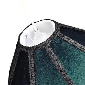 Traditional Victorian Empire Lampshade in Dark Emerald Velvet with Tassels