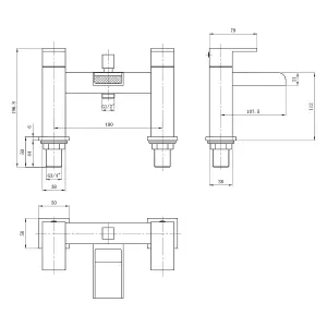 Trent Bath Shower Mixer & Basin Mixer Tap with Click Waste Chrome