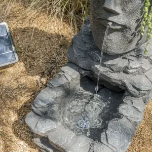 Primrose Easter Island Solar Head Water Feature & Planter with Lights 73cm