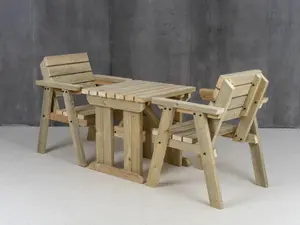 Hazels companion table and chairs set, wooden outdoor dining set (Natural finish)