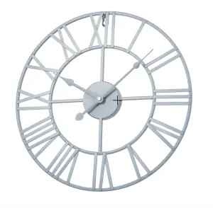 EOS Skeleton Wall Clock with Roman Numerals - Grey / 40cm