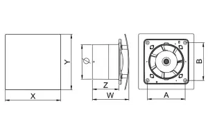 Modern Bathroom Extractor Fan 150mm with Brushed Silver Panel WES150