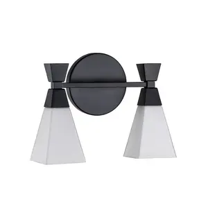 Luminosa Bowtie 2 Light Bathroom Wall Lamp, Matte Black IP44