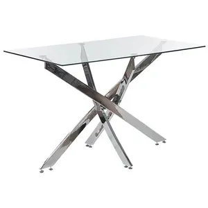 Glass Top Dining Table 120 X 70 Cm Silver MARAMO