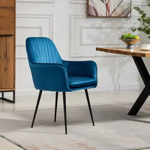 Carrara Velvet Dining Chairs - Set of 2 - Blue