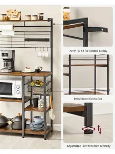 VASAGLE Kitchen Baker's Rack, Microwave Stand, Coffee Bar, Kitchen Storage Shelf, Wire Basket