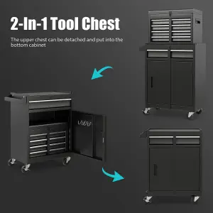 Costway 5-Drawer Rolling Tool Chest High Capacity Tool Storage Cabinet w/ Lockable Wheel