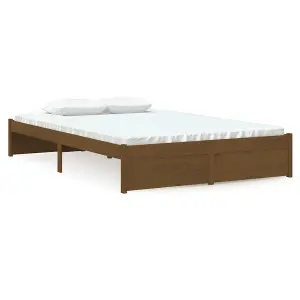 Berkfield Bed Frame Honey Brown Solid Wood 120x190 cm Small Double