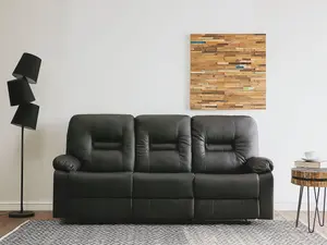 3 Seater Faux Leather Manual Recliner Sofa Black BERGEN