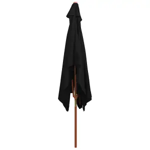 Berkfield Outdoor Parasol with Wooden Pole Black 200x300 cm