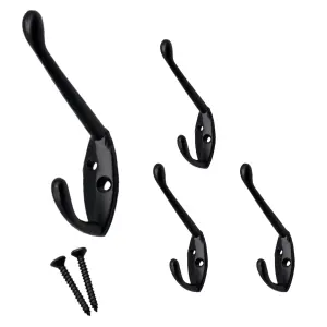 EAI - Black Coat Hook - 60mm - Matt Black - Pack of 4