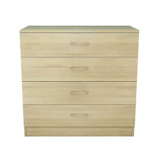 SunDaze Chest of Drawers Bedroom Furniture Bedside Cabinet with Handle 4 Drawer Oak 75x36x72cm