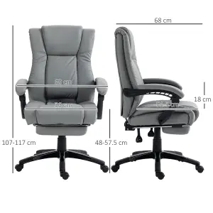 Vinsetto Executive Home Office Chair High Back Recliner, with Foot Rest, Grey