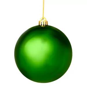 Dark Green Plastic Round Christmas bauble set, Set of 4 (D) 100mm