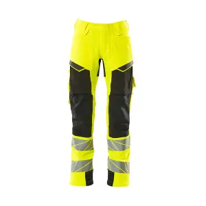 Mascot Accelerate Safe Trousers with Kneepad Pockets - Hi-Vis Yellow/Black   (40.5) (Leg Length - Long)