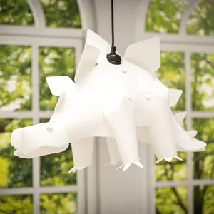 ValueLights Children's White Stegosaurus Dinosaur Jurassic Bedroom Ceiling Pendant Light Shade