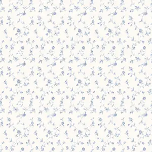 Galerie Miniatures 2 Blue White Small Rose Trail Smooth Wallpaper