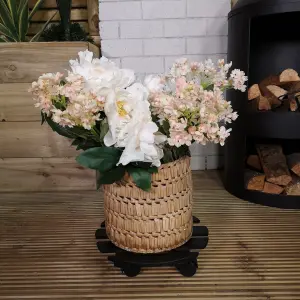 28cm Black Round Garden Plant Pot Flower Trolley Stand On Wheels