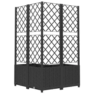 Berkfield Garden Planter with Trellis Black 80x80x136 cm PP