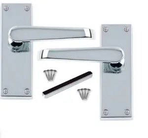 5 Set Victorian Straight Polished Chrome Lever Latch Door Handles Sets with 2.5 " Latch and Standard Butt Hinges