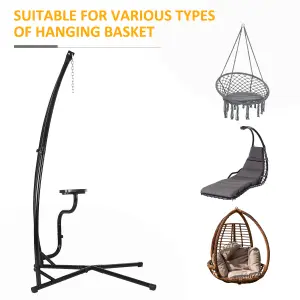 Outsunny Hammock Chair Stand Only Heavy Duty Metal C-Stand Indoor or Outdoor