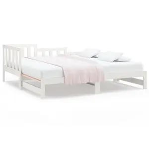 Berkfield Pull-out Day Bed White 2x(80x200) cm Solid Wood Pine