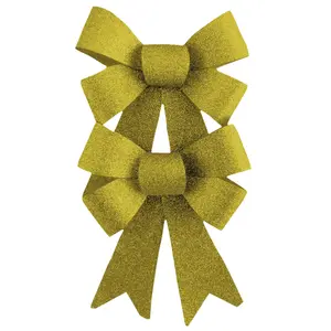 Eurowrap Glitter Christmas Gift Bow (Pack of 2) Gold (One Size)