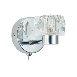 Luminosa Contemporary Wall Lamp Chrome, Crystal Cube