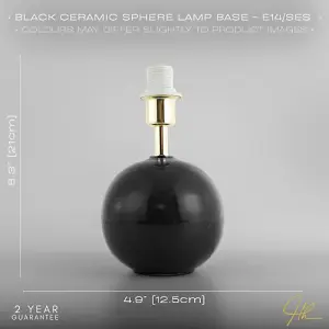 Traditional Round Ceramic Table Lamp Base in Black Gloss Finish with Gold Trim