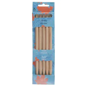 MAPLE DE KP 20CMX10 - Knitting Pins: Double-Ended: Set of Five: Maple: 20cm x 10.00mm - Pony