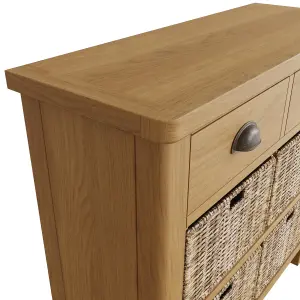 Clara Rustic Oak 2 Drawers 4 Wicker Basket Sideboard