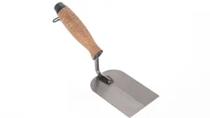 Toolty Margin Plastering Trowel with Wooden Handle 80mm Grinded Carbon Steel for Brickwork and Plastering Rendering DIY