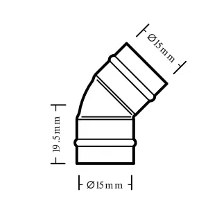 Solder ring Obtuse Pipe elbow (Dia)15mm 15mm