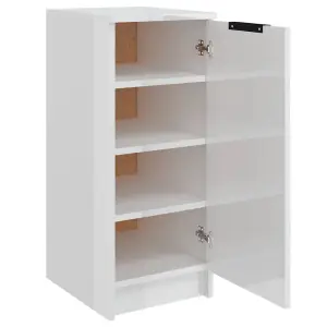 Shoe Cabinet High Gloss White 30x35x70 cm Engineered Wood