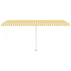 Berkfield Manual Retractable Awning with LED 500x300 cm Yellow and White