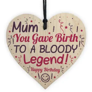 Red Ocean Funny Birthday Gift For Mum Wooden Heart Mum Gift From Son Daughter Funny Birthday Card